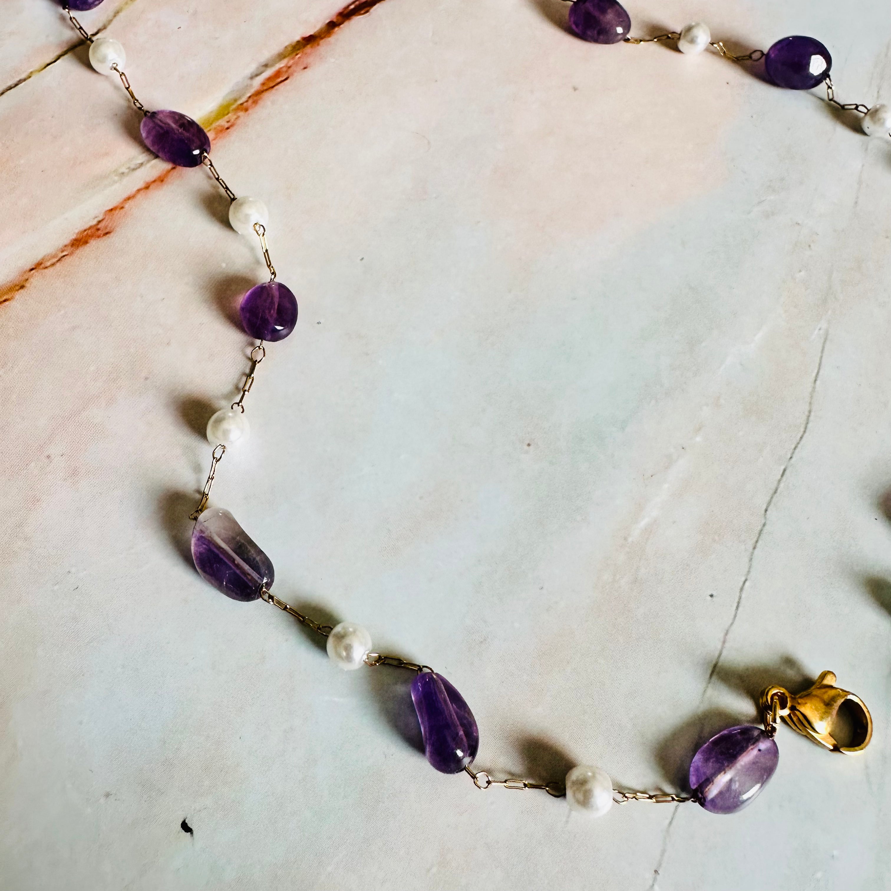 Amethyst Pearl Necklace
